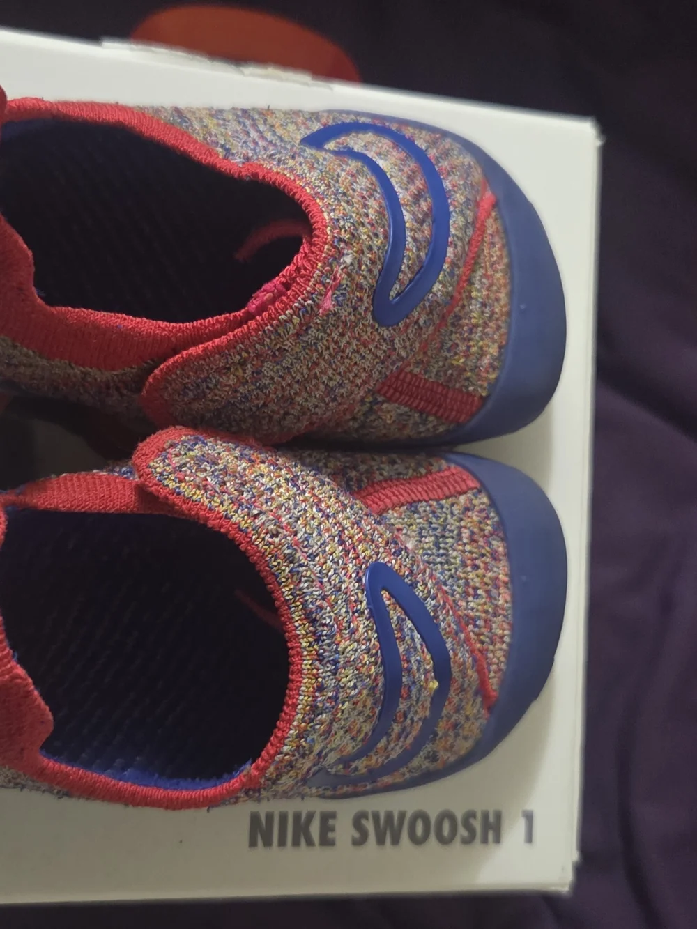 Nike Kids Multicolor Knit Slip-On Shoes - Red & Blue